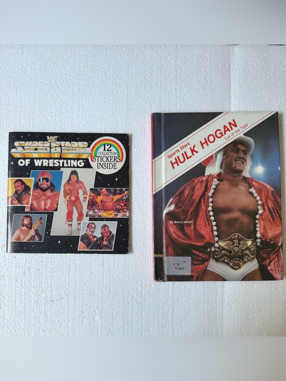 Hulk Hogan Hardcover Book & Wrestling soft cover w Stickers Vintage Collectible